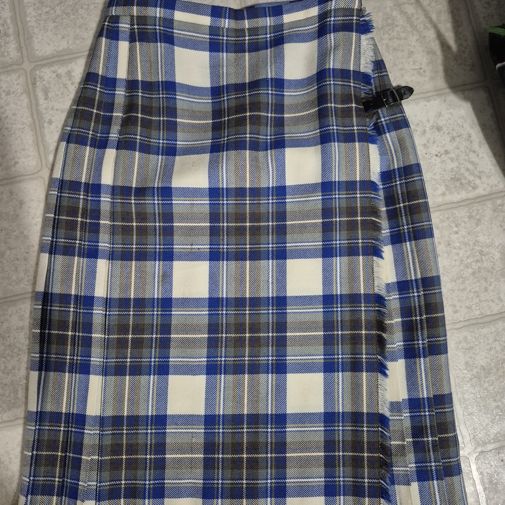 Blue and Gray Plaid A-Line Skirt